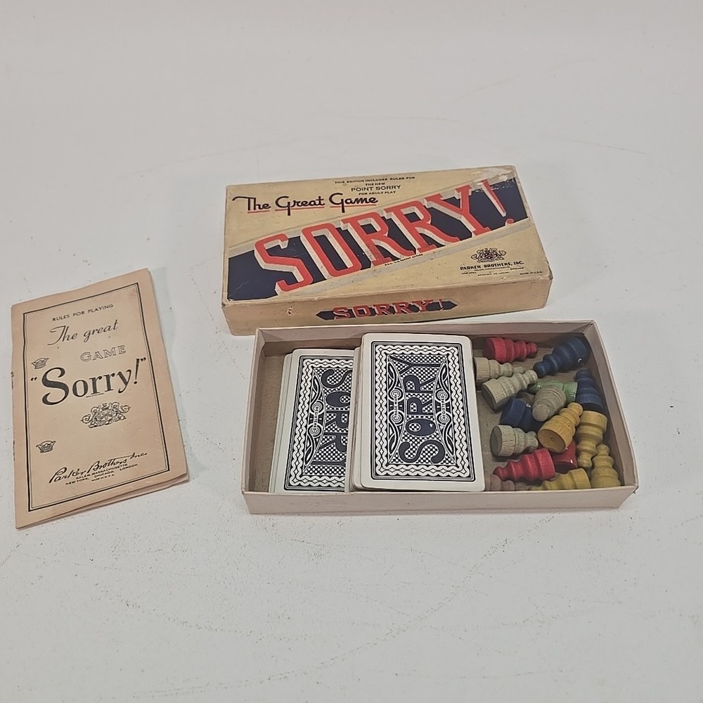 Vintage The Great Game Sorry Parker Brothers‎ Inc. No Board